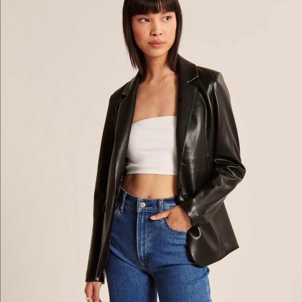 Abercrombie & Fitch Vegan Leather Blazer NEVER WORN perfect condition